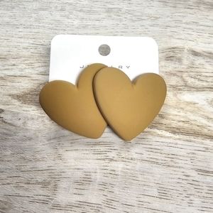 Clay Heart Stud Earrings Brown